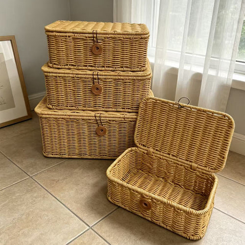 Handcrafted Natural Wicker Storage Box Bowlift