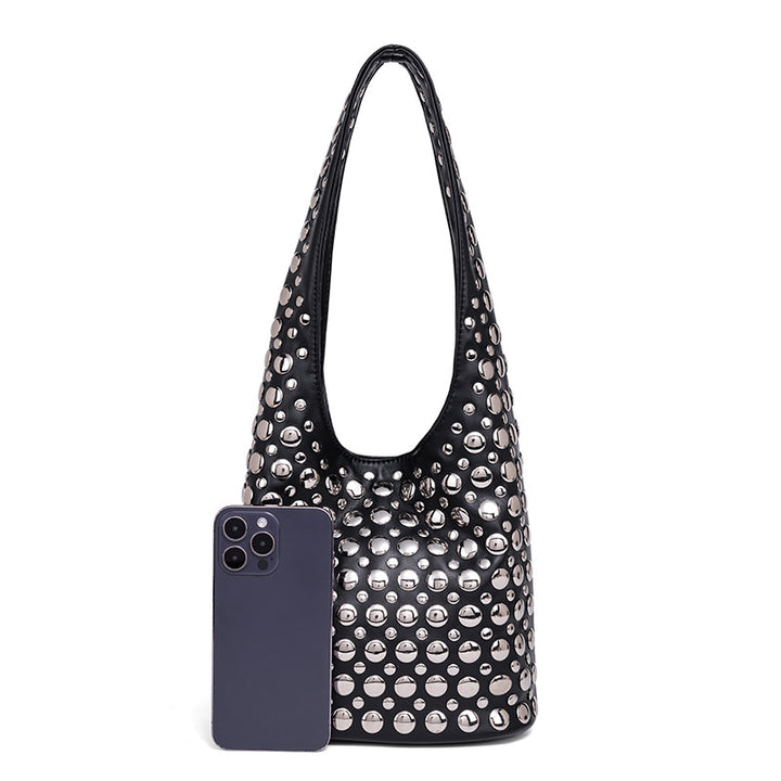 Studded Leather Shoulder Bag Bowlift