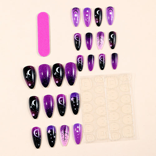 Cosmic-Themed Starry Night Nail Art Extensions Bowlift