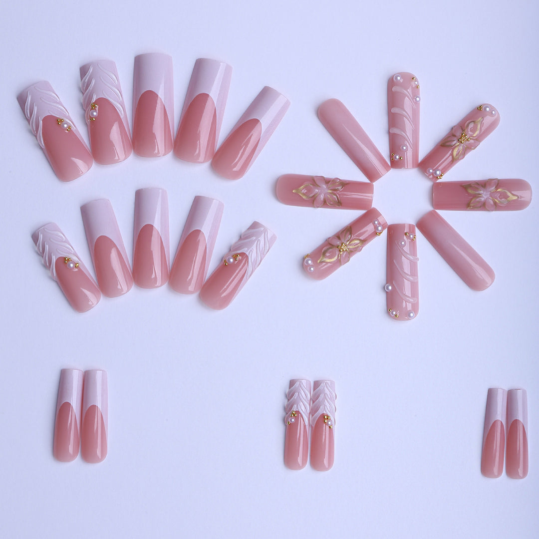 Artificial nails with handcrafted floral accents Bowlift