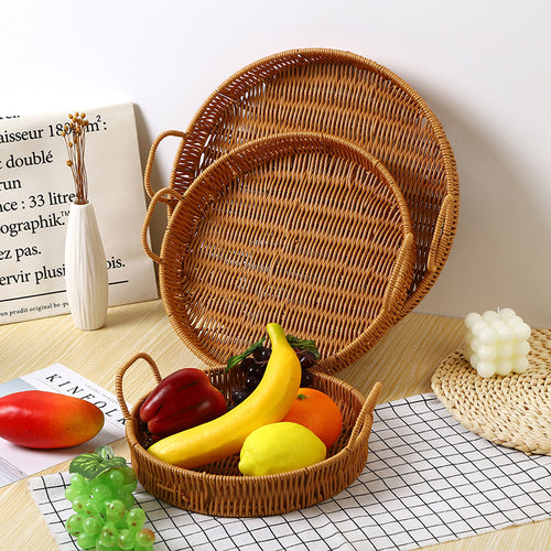 Round Woven Serving Tray Bowlift