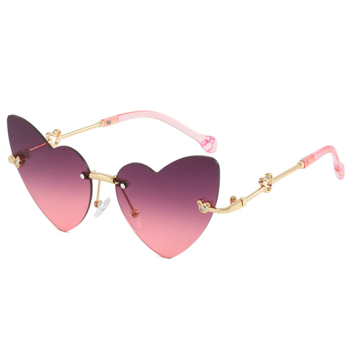 Women's Heart-Shaped Sunglasses with Embellished Frame Bowlift