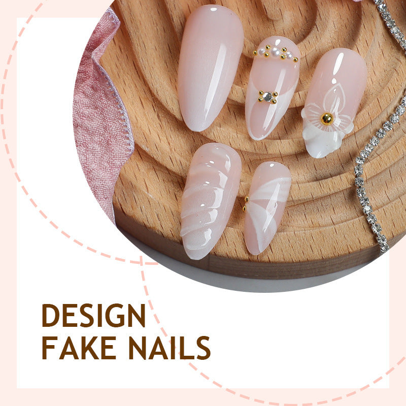 Acrylic nail set with luxurious and stylish decorations Bowlift