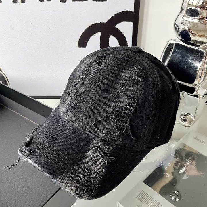 Unisex Distressed Denim Cap Bowlift