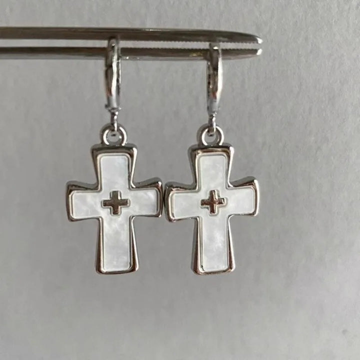 Heart-Inspired Cross Dangle Earrings Bowlift