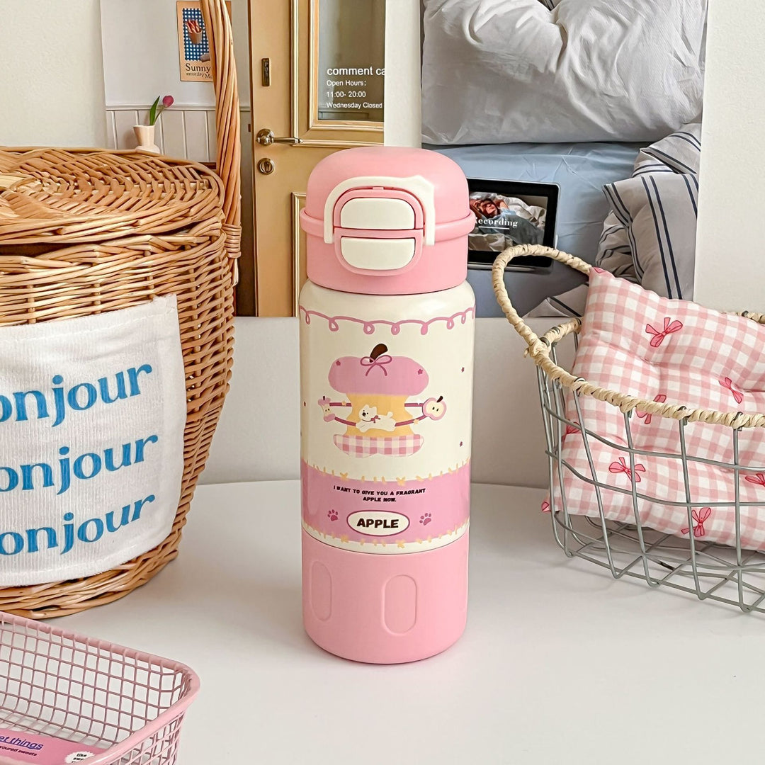 Ladies Insulated Water Bottle with Cheerful Dog Design Bowlift