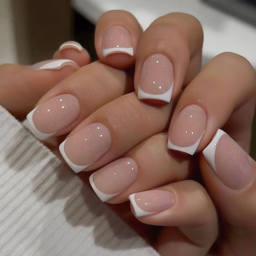 Elegant French Tip Press-On Nails Bowlift