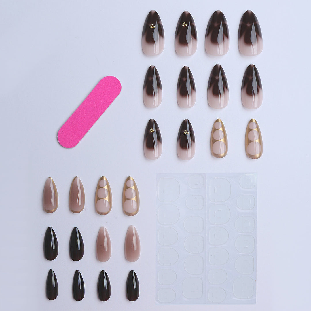 Artificial nails with luxurious style elements Bowlift