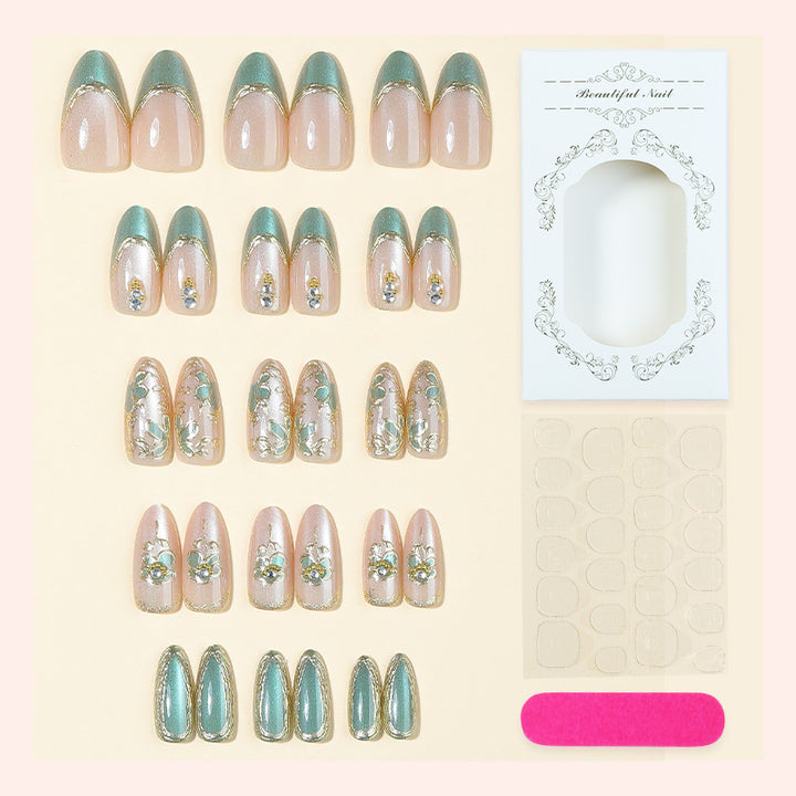 Decorative Floral Art Press-On Nail Set Bowlift