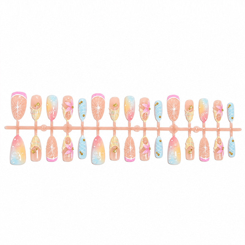 Artificial nails with creative flower and glitter detail Bowlift