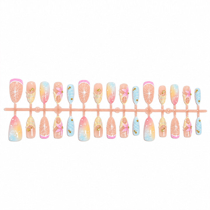 Artificial nails with creative flower and glitter detail Bowlift