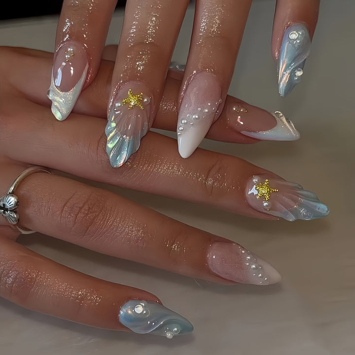 Artistic Marine-Inspired Nail Art Bowlift