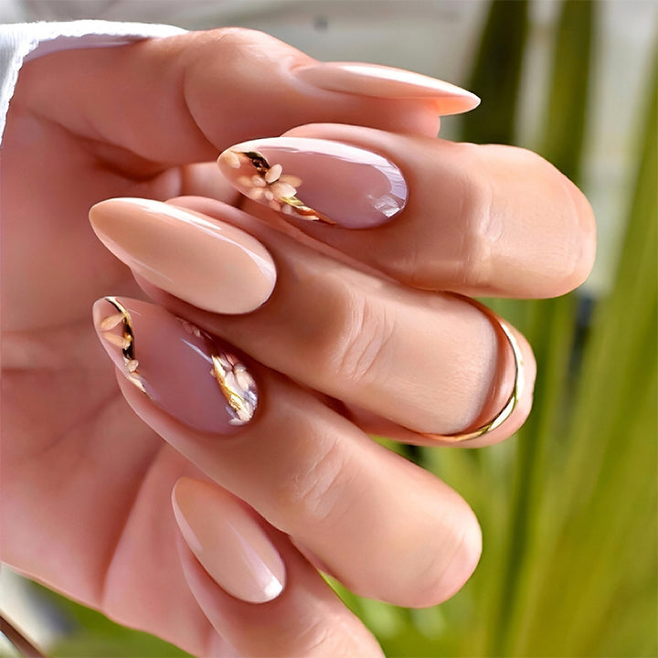 Premium Press-On Nail Set with Floral Accents Bowlift