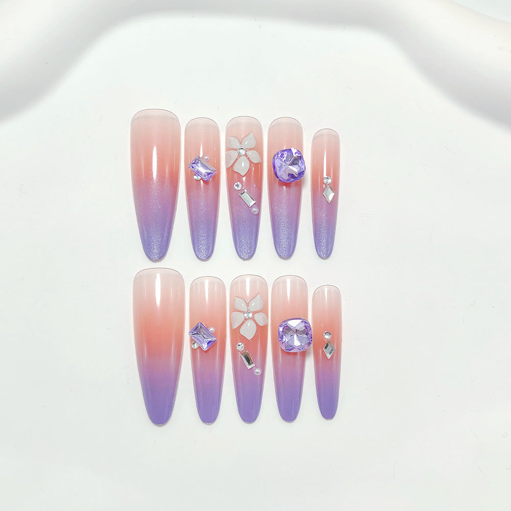 Creative Nail Art Set with Glitter and Flower Design Bowlift