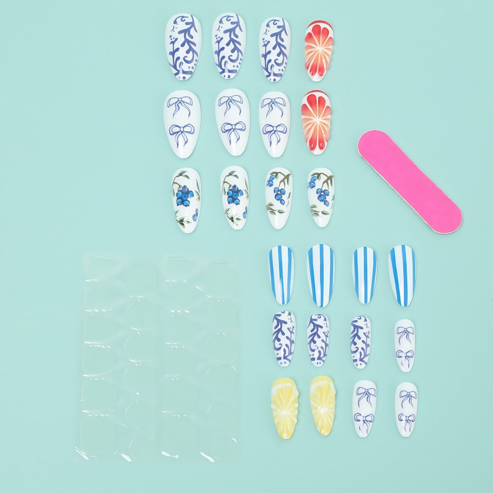 Artificial Nail Set with Handcrafted Floral and Graphic Designs Bowlift