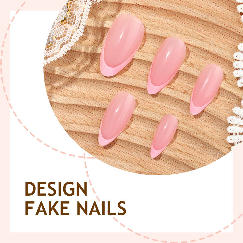 Nail set with elegant French-tip design Bowlift