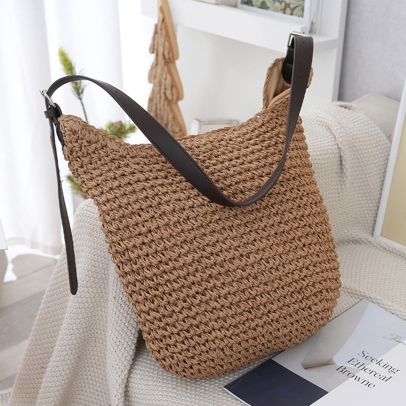 Woven Natural Material Handbag Bowlift
