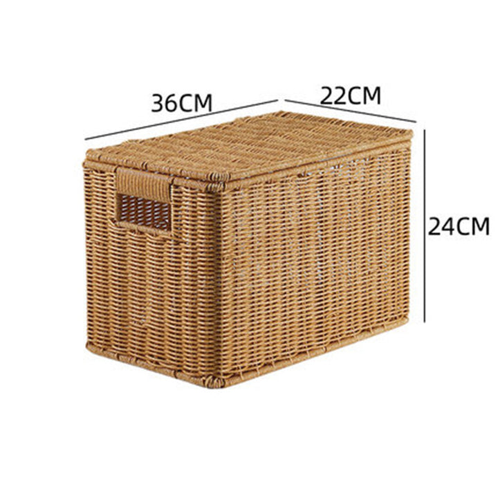 Women's Rectangular Storage Basket with Lid made of Natural Material Bowlift
