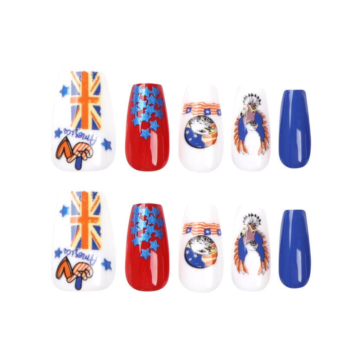 Artistic Nail Extensions with Patriotic Designs Bowlift
