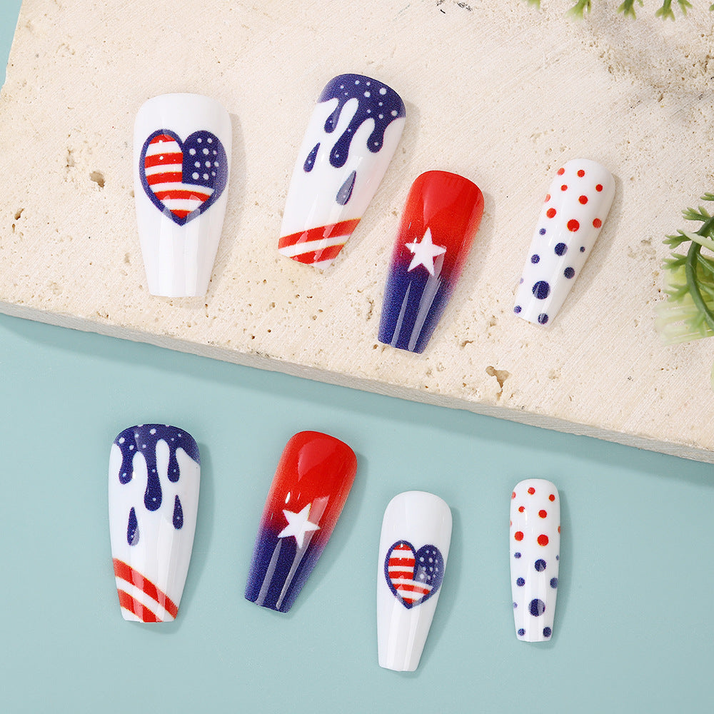 Artificial nails in patriotic heart design Bowlift