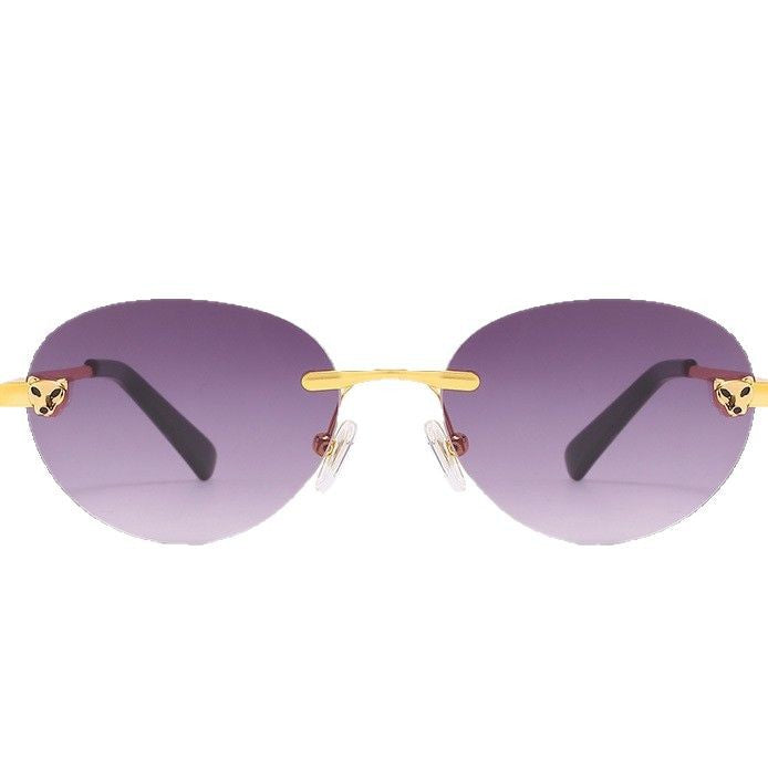 Ladies oval sunglasses with luxurious metallic accents Bowlift