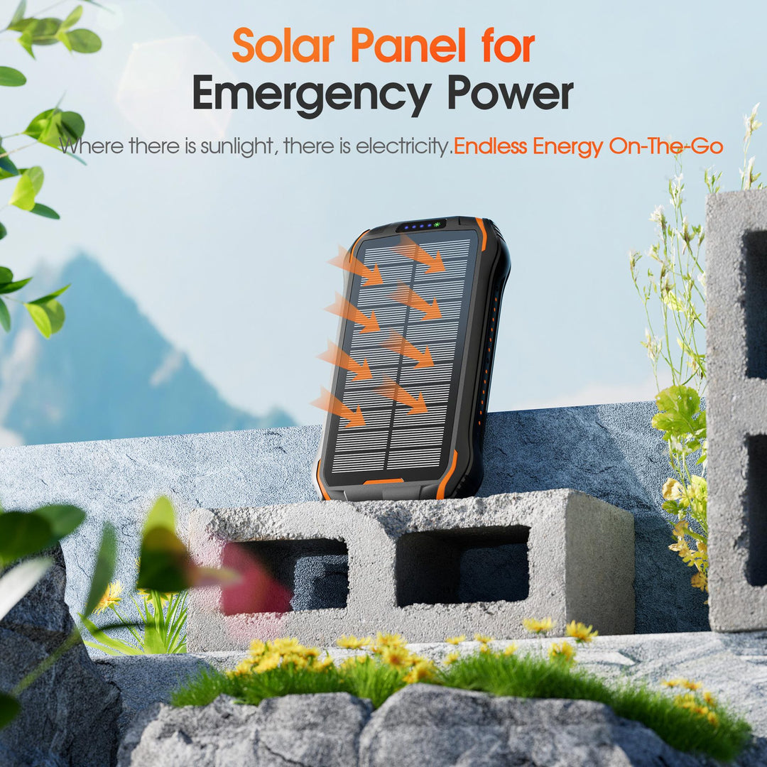 Robust solar power bank with fast charging function and integrated LED lamp Bowlift