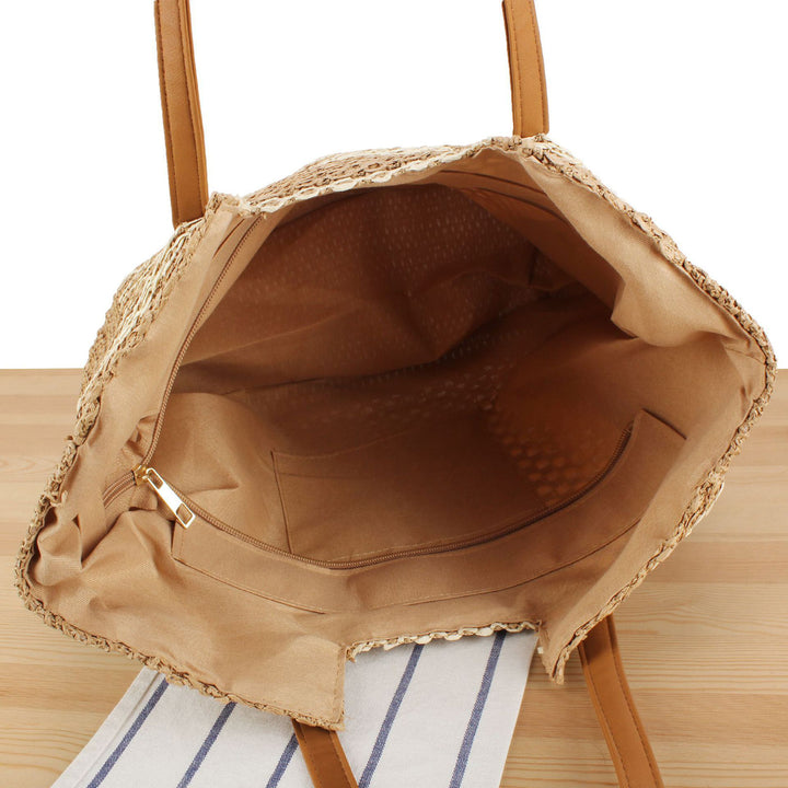 Woven beach bag with leather handles Bowlift