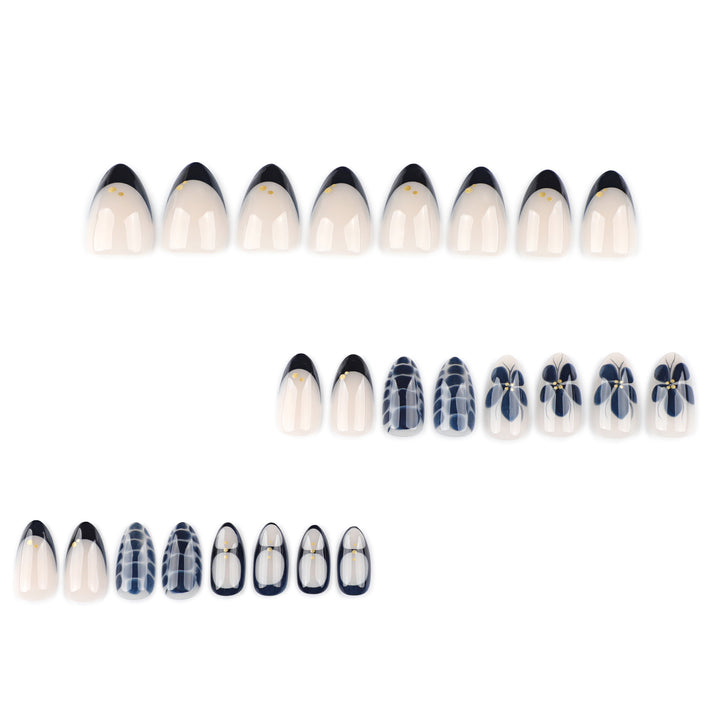 Artful nail art in elegant stiletto design with floral accents Bowlift
