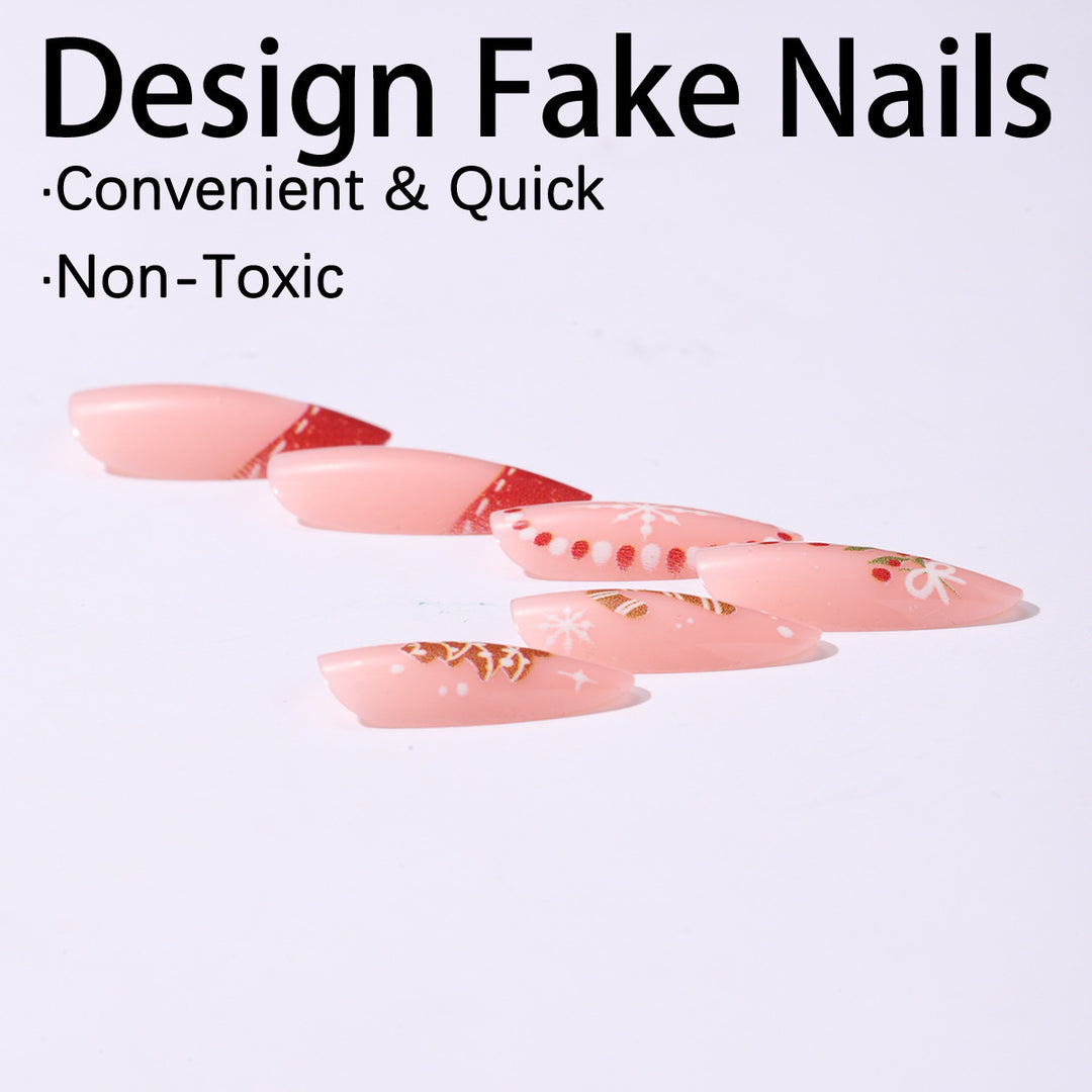 Artificial nail set with festive motifs and glitter accents Bowlift