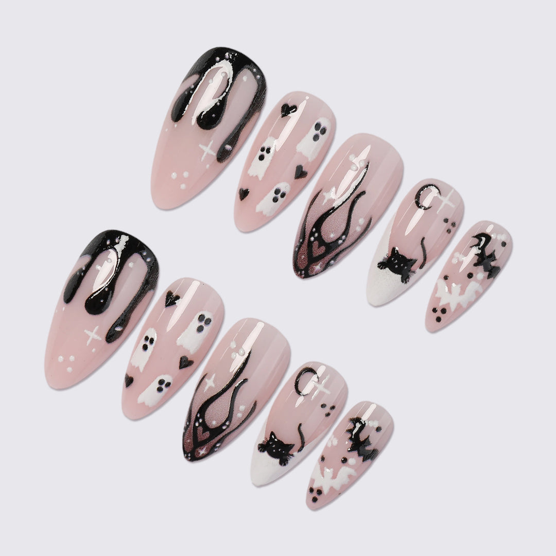 Themed Halloween Press-On Nails Bowlift