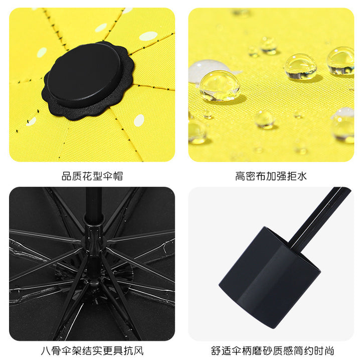 Women's Folding Umbrella with Animal Pattern Bowlift