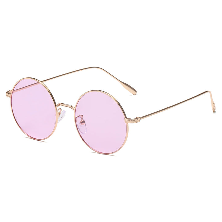 Women's round sunglasses with elegant metal frame and polarized lenses Bowlift