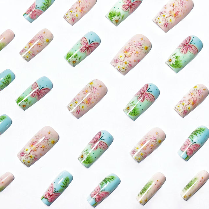 3D Floral Butterfly Nail Art Bowlift