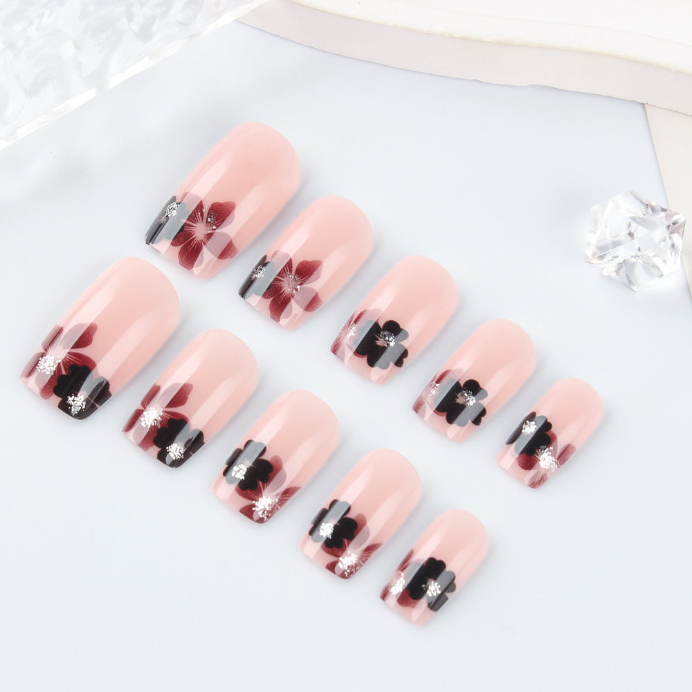 Elegant Floral Acrylic Press-On Nails Bowlift
