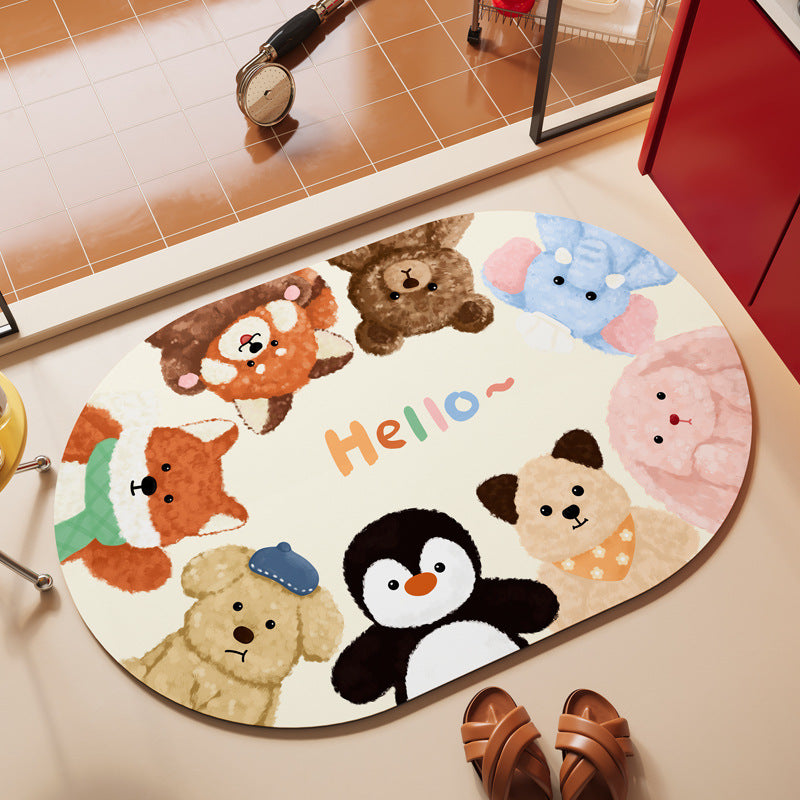 Playful Cartoon Animal Area Mat Bowlift