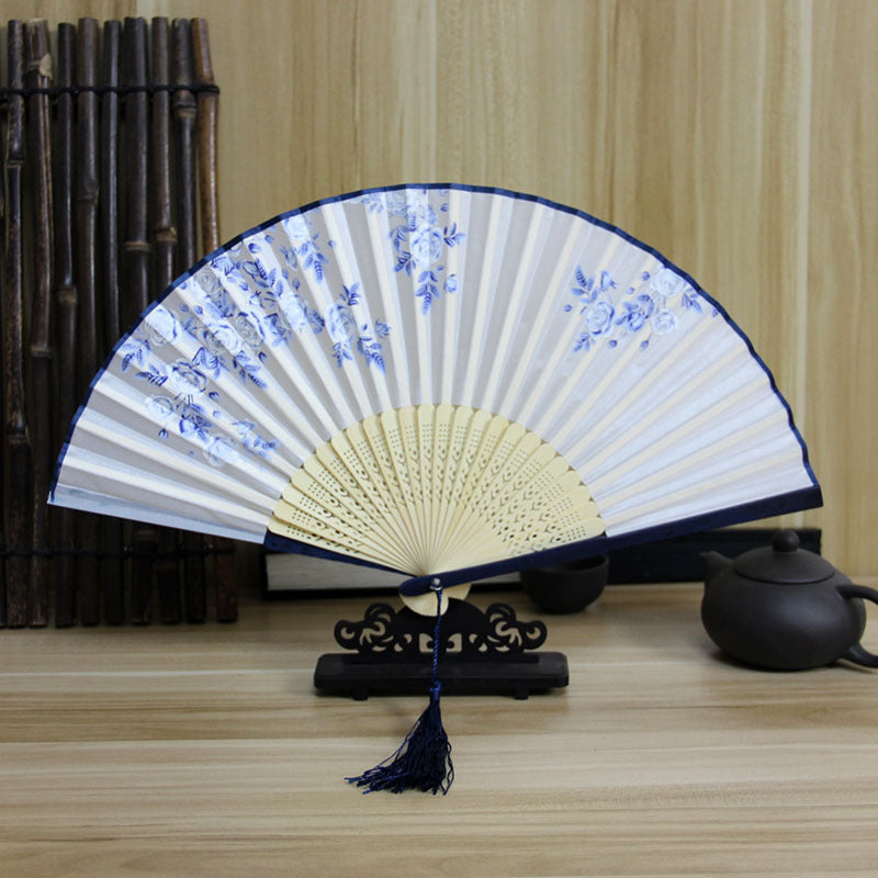 Women Elegant handcrafted fan with floral motifs Bowlift