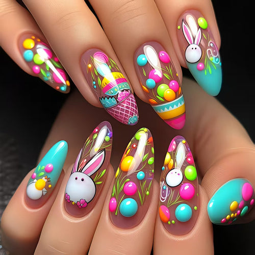 Artificial nails with cheerful Easter design Bowlift