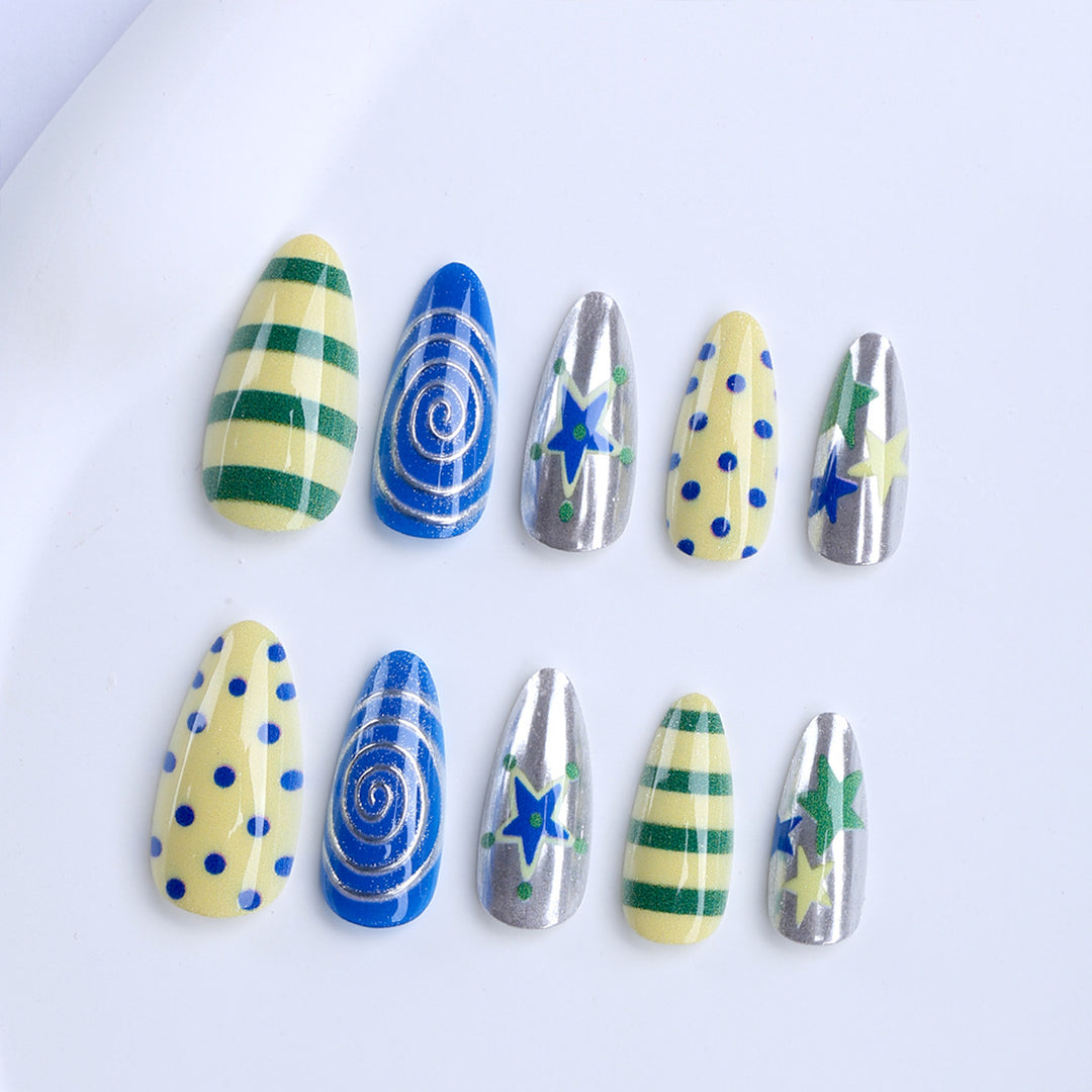 Artificial Nails in Creative Pattern Mix Bowlift