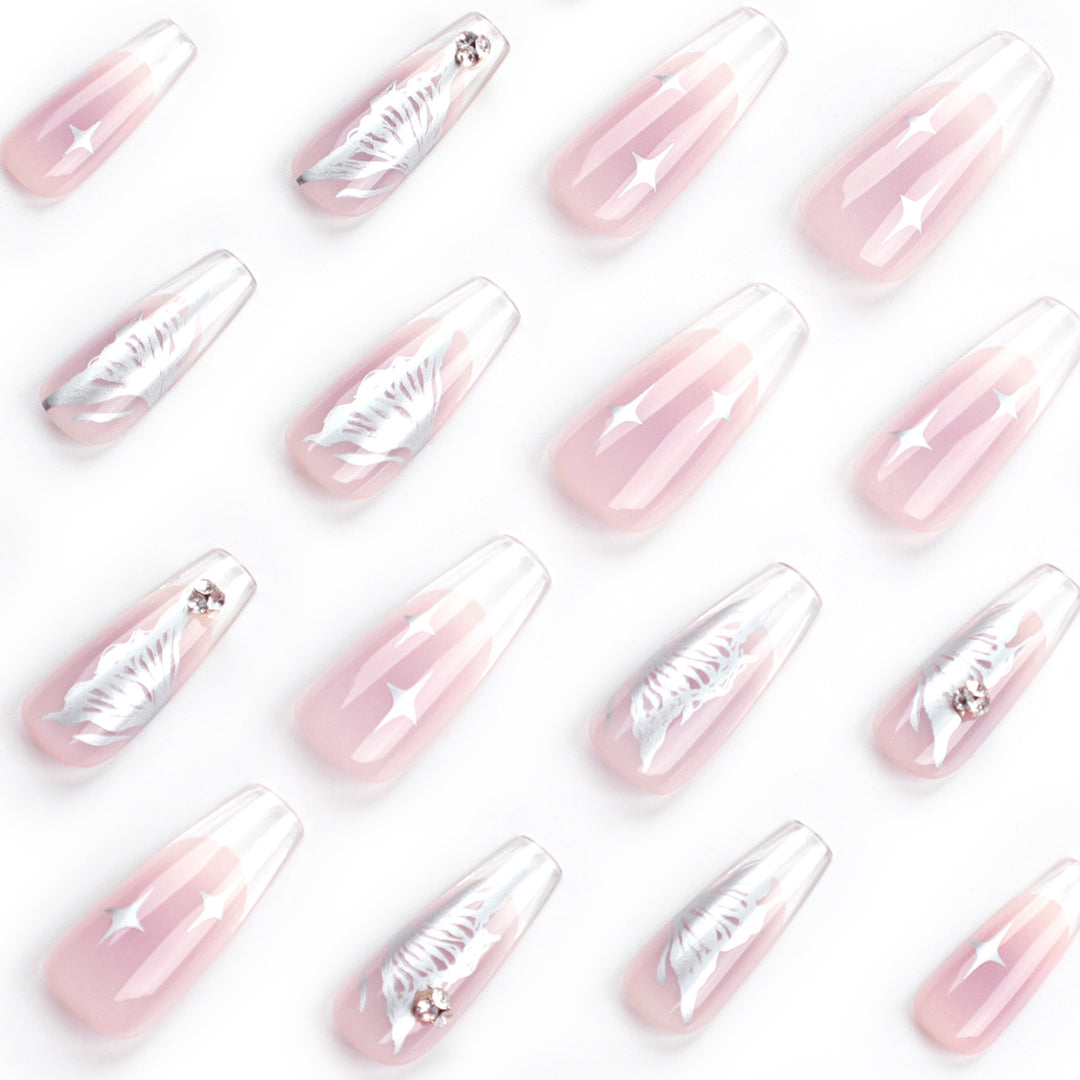 Artistic Nail Extensions with Elegant Floral Design Bowlift