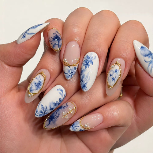 Floral Design Acrylic Nail Enhancements Bowlift