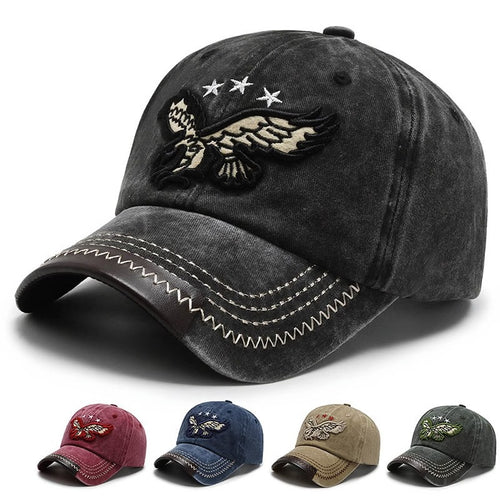 Men's Distressed Embroidered Baseball Cap Bowlift