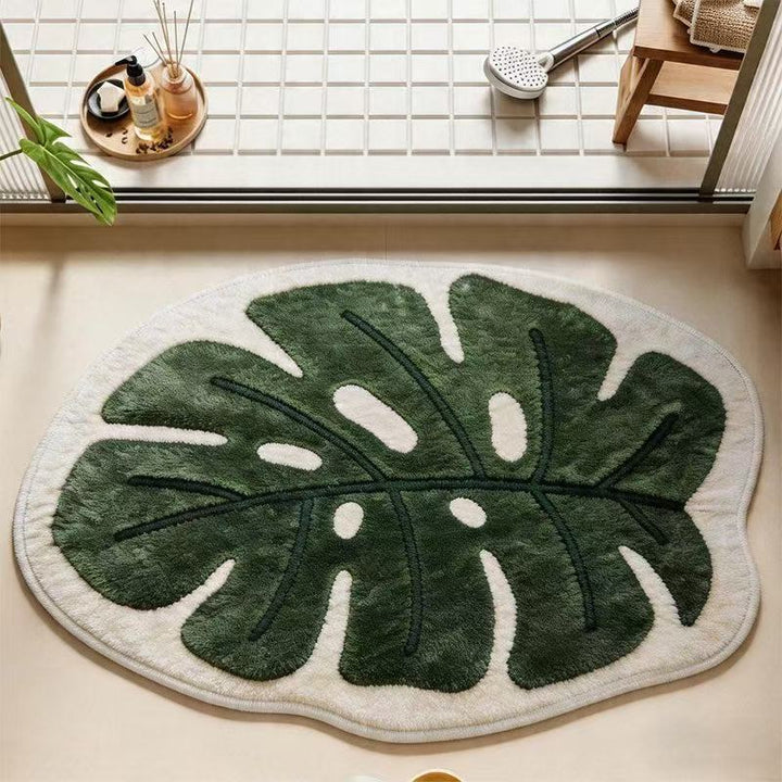Leaf-Shaped Plush Memory Foam Bath Mat