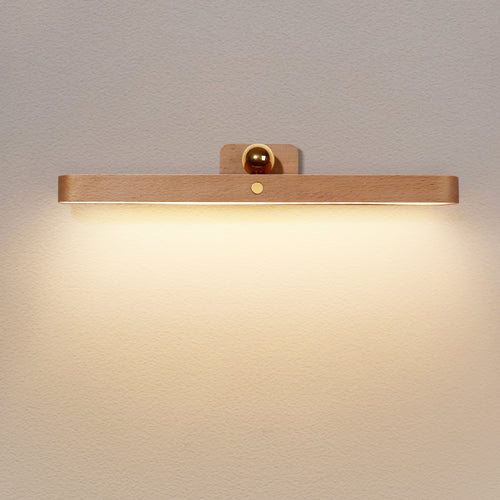 Minimalist floating wall shelf with brass ball accent solid beech wood Bowlift