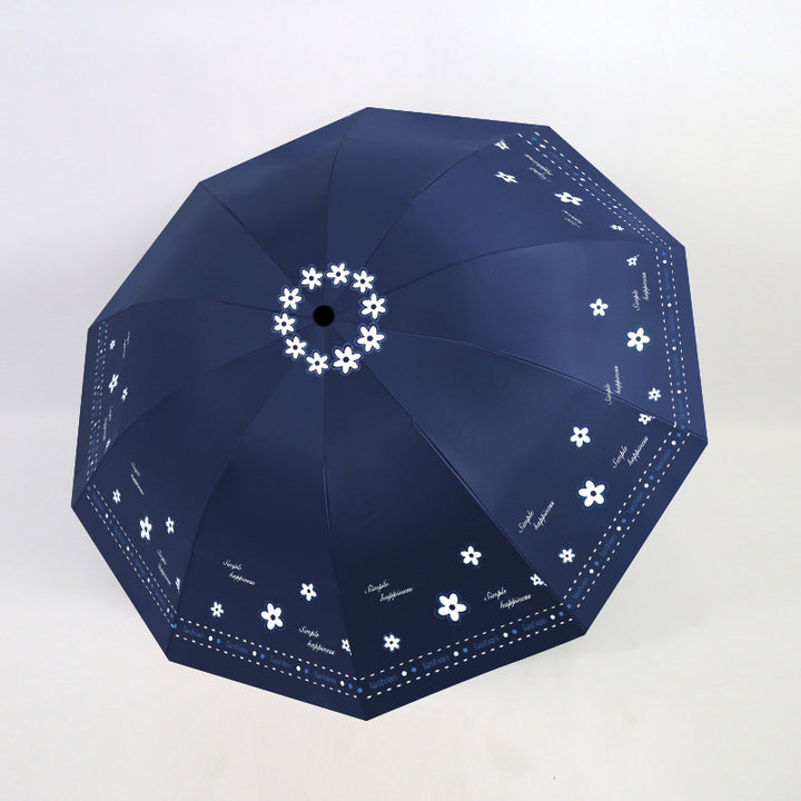 Women's Folding Umbrella with Floral Patterns and UV Protection Bowlift