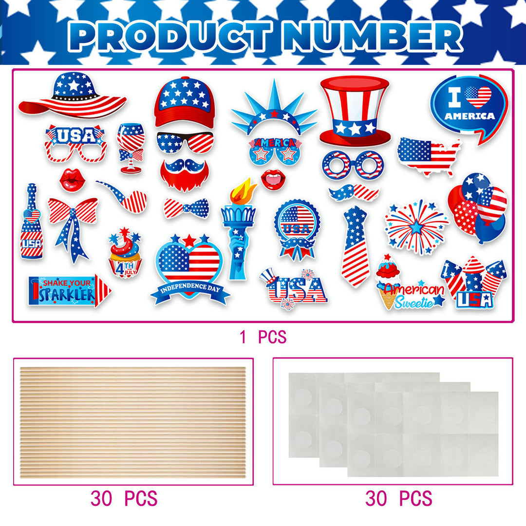 Unisex nan Photo booth props set with wooden sticks and self-adhesive pads Bowlift