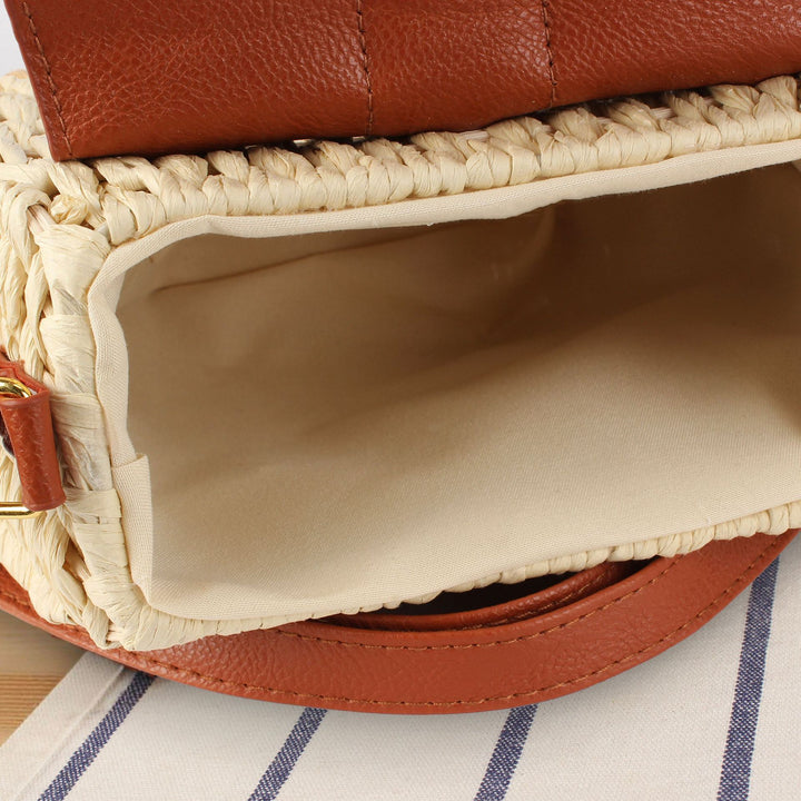 Handbag with Unique Woven Design and Elegant Flap Bowlift