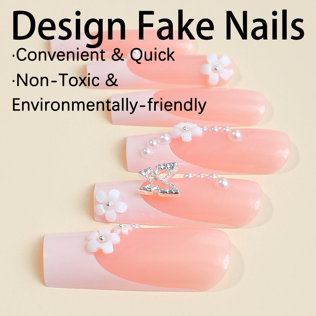 Nail art set with charming flower and butterfly accents Bowlift