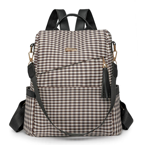 Stylish Checkered Pattern Backpack