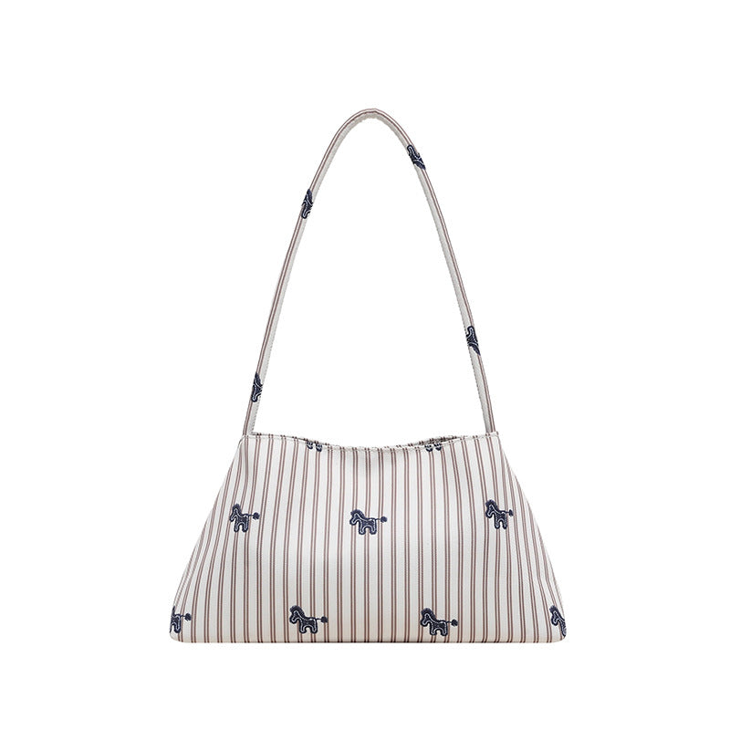 WoChic Embroidered Striped Shoulder Bag Bowlift