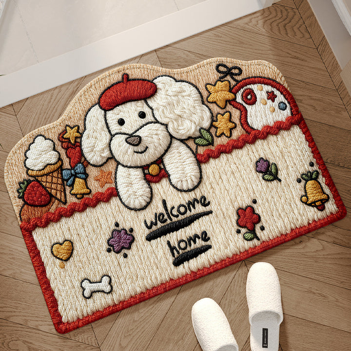Playful Dog-Themed Welcome Mat Bowlift